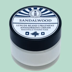 Sandalwood Beard Treatment jar – Premium grooming product for beard care available at Eddine Belaid Barber Shop