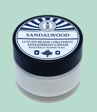 Sandalwood Beard Treatment jar – Premium grooming product for beard care available at Eddine Belaid Barber Shop